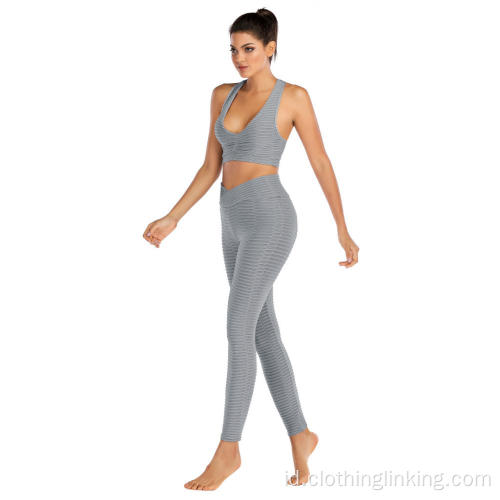 Legging gelembung pakaian olahraga kebugaran yoga gelembung